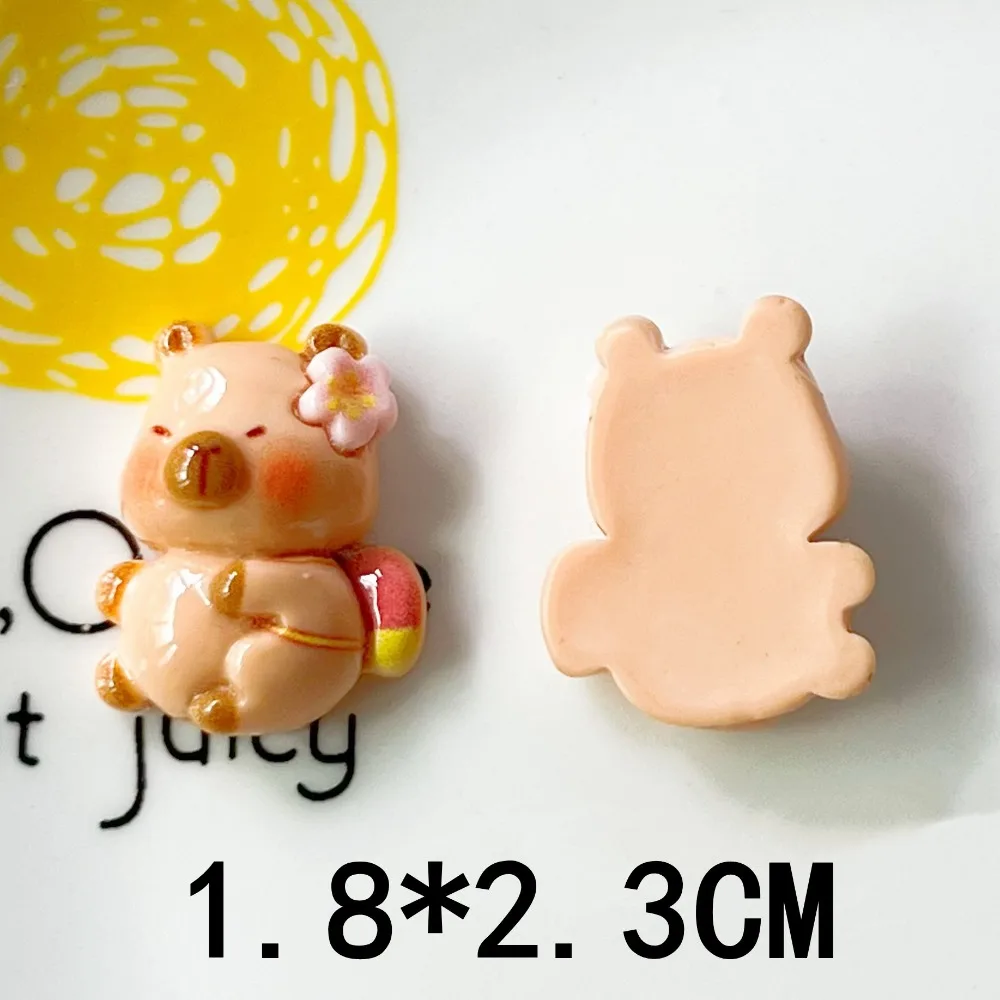 6 buah/set Capybara Charm DIY Resin aksesori kartun Capybara gadget Mini Capybara hadiah untuk aksesori klip rambut