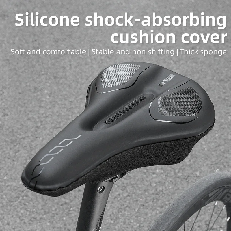Comfortable Bicycle Saddle Cover Silicone Shockproof Bike Cushion Cover Breathable Rebound Bike Seat Cover