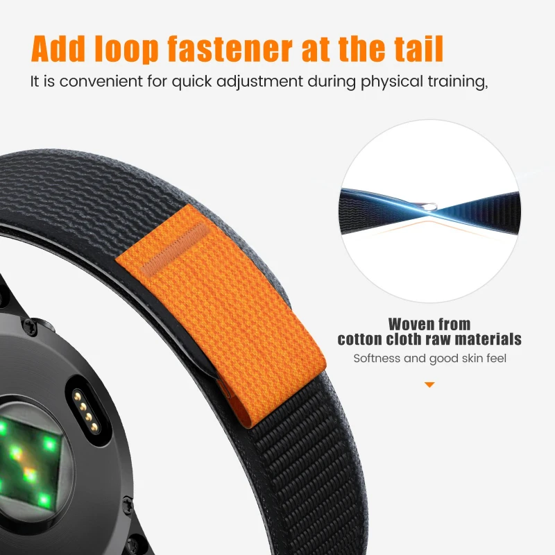 20mm/22mm/26mm Trail Loop Nylon Strap Quick-release Strap for Garmin FENIX 8 and 22/22/26mm Watch Band Series image 3