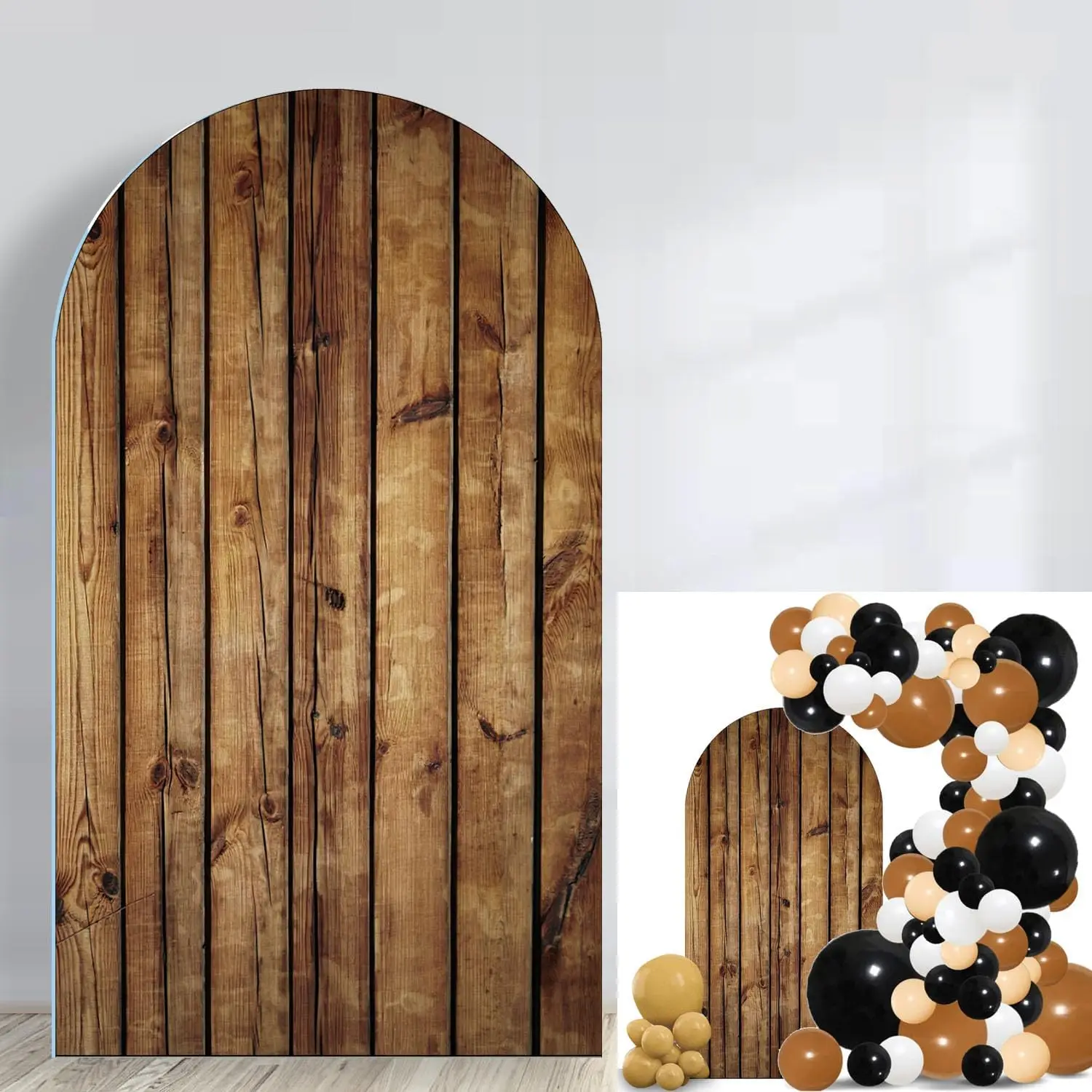 Rustic Wood Chiara Arch Cover Backdrop Retro Wedding Bridal Shower Photography Adult Birthday Background Custom 2-sided Props