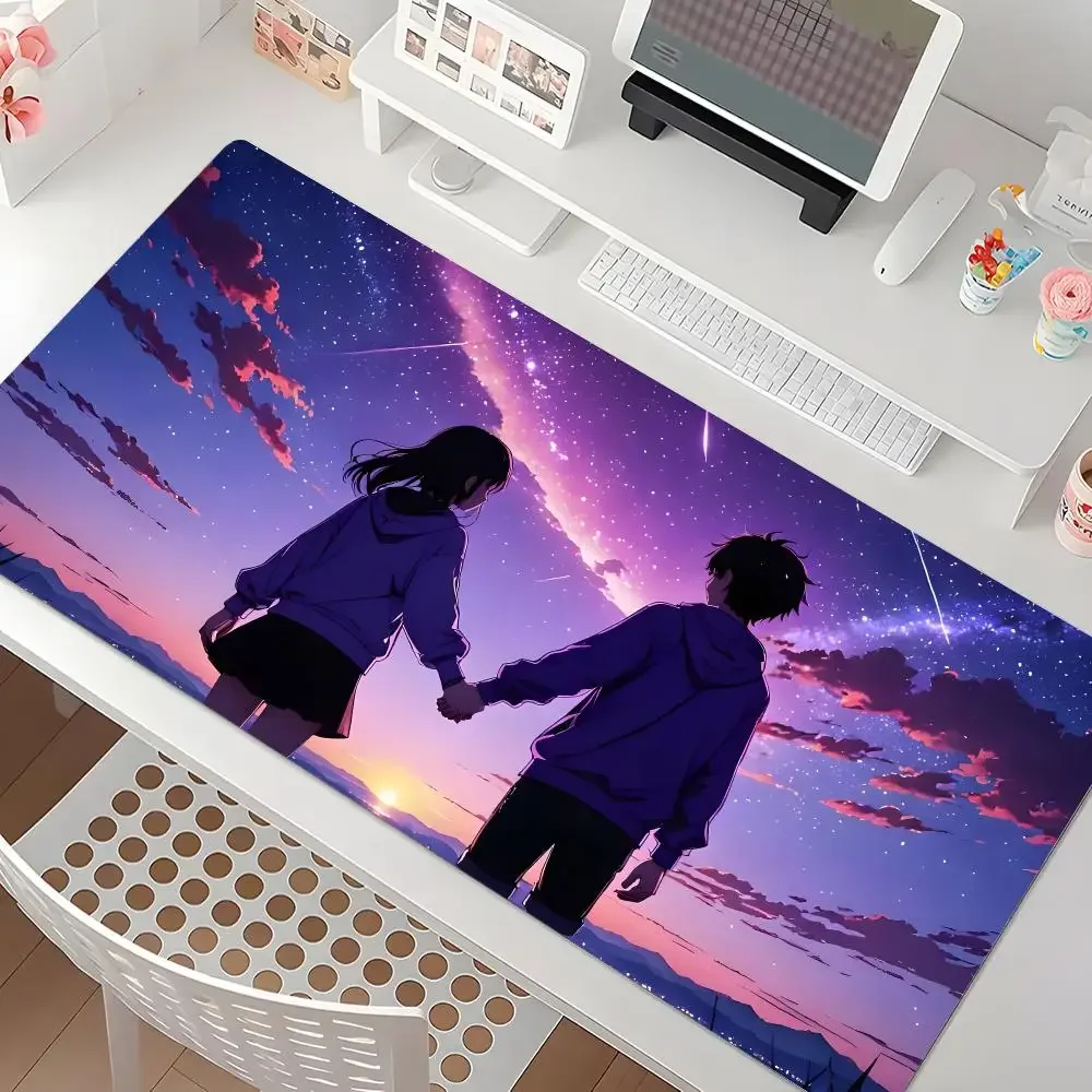 Weathering With You Mouse Pad Waterproof Non-Slip Large Gaming Mat with Stitched Edge
