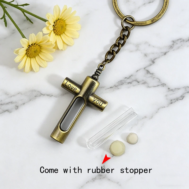 1PCS Mini Clear Glass Bottles Vials Jars Containers Small Wishing Bottle keychain Metal Craft Retro Keyring