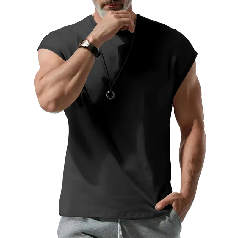 2026 Sommer Herren Basic Ärmelloses Laufshirt Leichtes Weiches Atmungsaktives Fitness-Trainings-Tanktop Tägliches Lockeres Sport-Oberteil