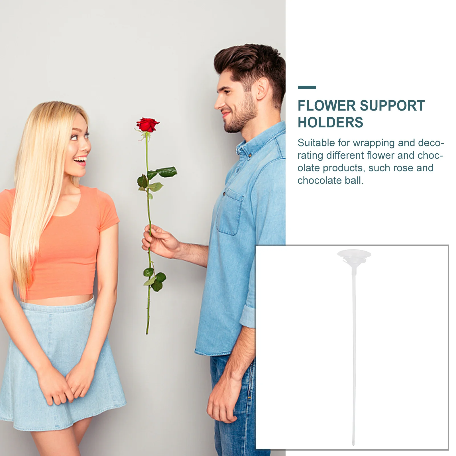 

12pcs Chocolate Flower Holder Transparent Plastic Support Rack For Rose Bouquet Wrapping Diy Gift Packaging Accessories