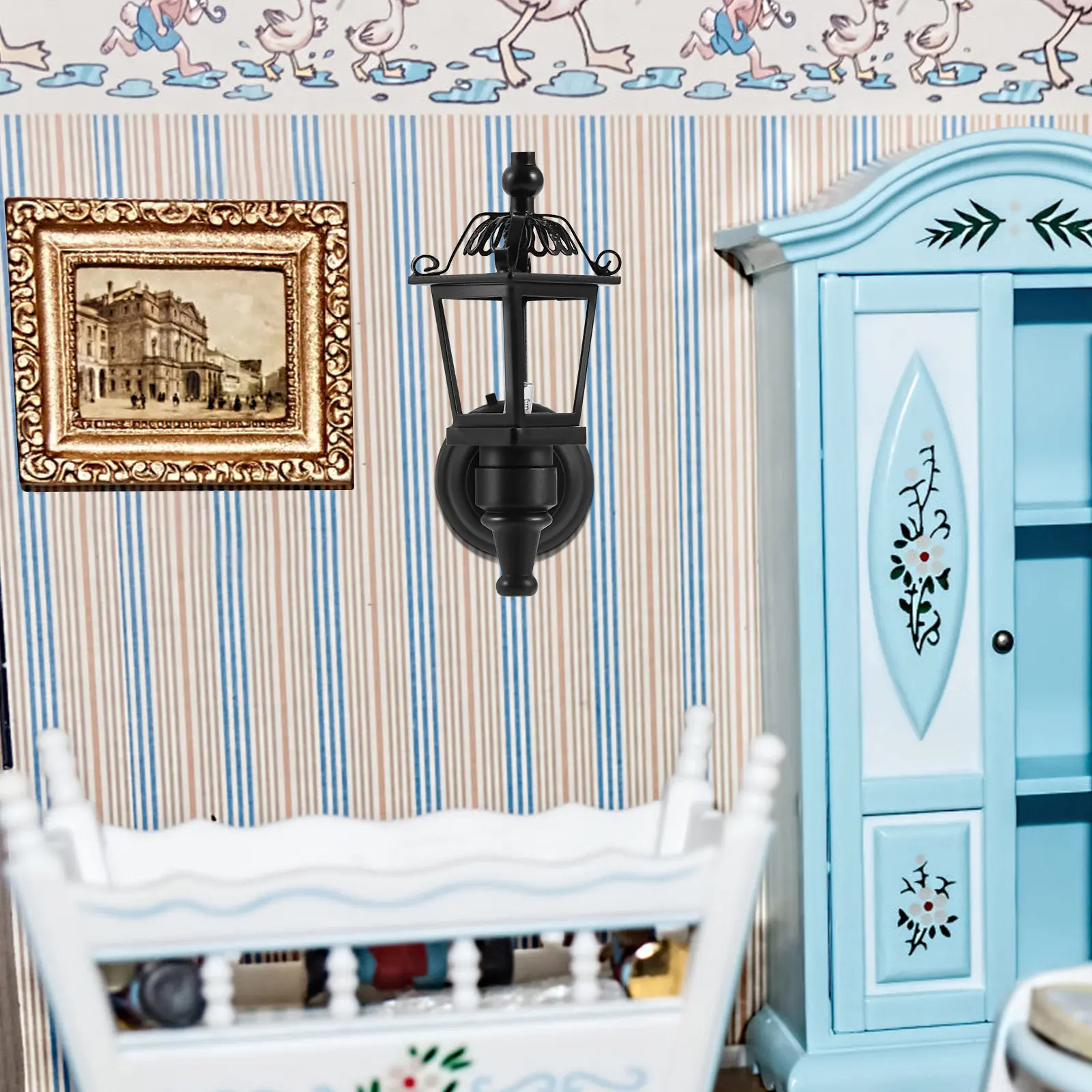 

Миниатюрное настенное светодиодное освещение для кукольного домика, аксессуар для декора, масштаб 1/12, металлический светильник для миниатюрного дома, внутреннее освещение