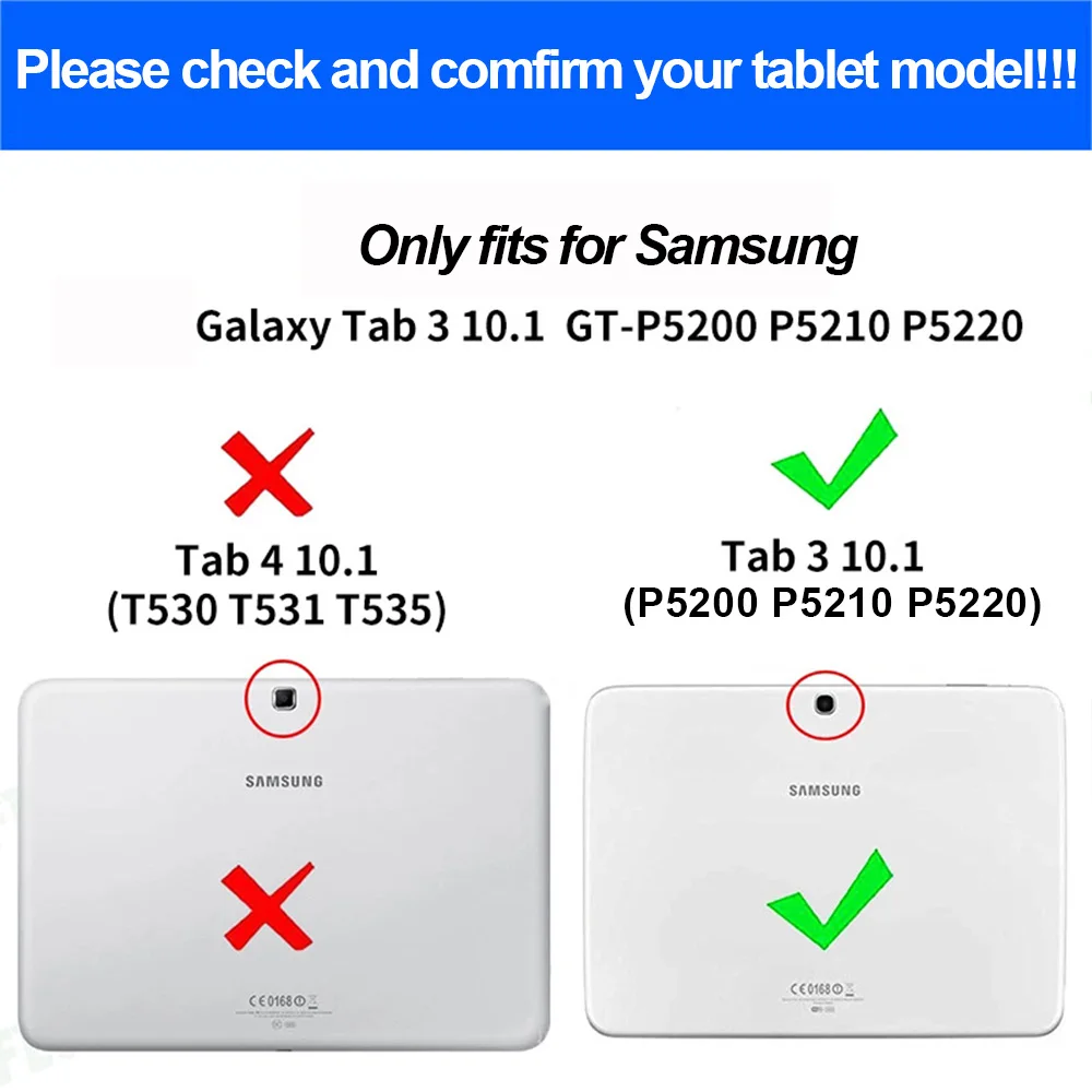Case for Samsung Galaxy Tab 3 10.1(GT-P5200/P5210) Tablet, Folio Flip Durable Leather Cover Portable Protective Sleeve