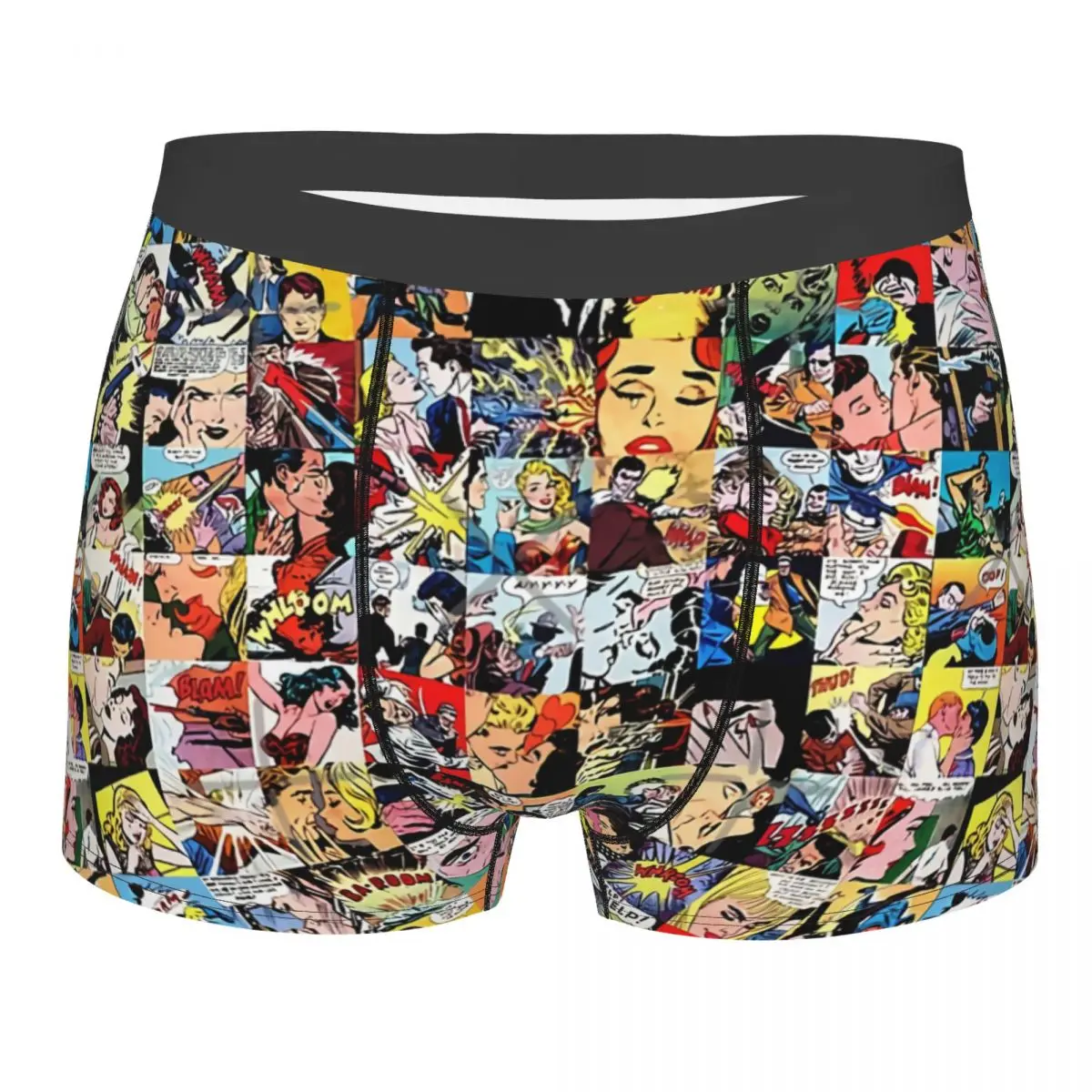 Comic Book Collage Men Boxer Briefs Underpants Superheroes Highly Breathable High Quality Gift Idea