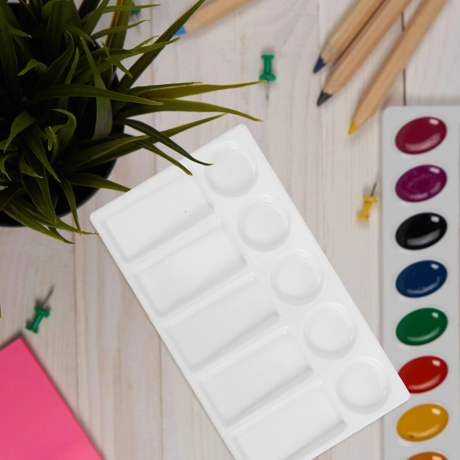 

Rectangular Leak Proof Paint Palette Thickened 10-Well White Watercolor Gouache Mixing Tray Durable Artist Sketch Tool