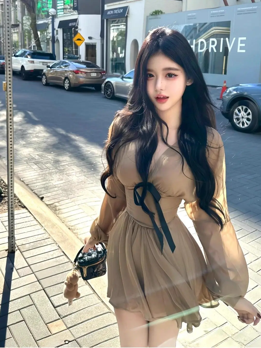 Abiti a maniche lunghe Abito da donna Party Night Elegante primavera Raso Oro Scollo a barca Bowknot Vita aderente Coda di pesce svasata Frenchy