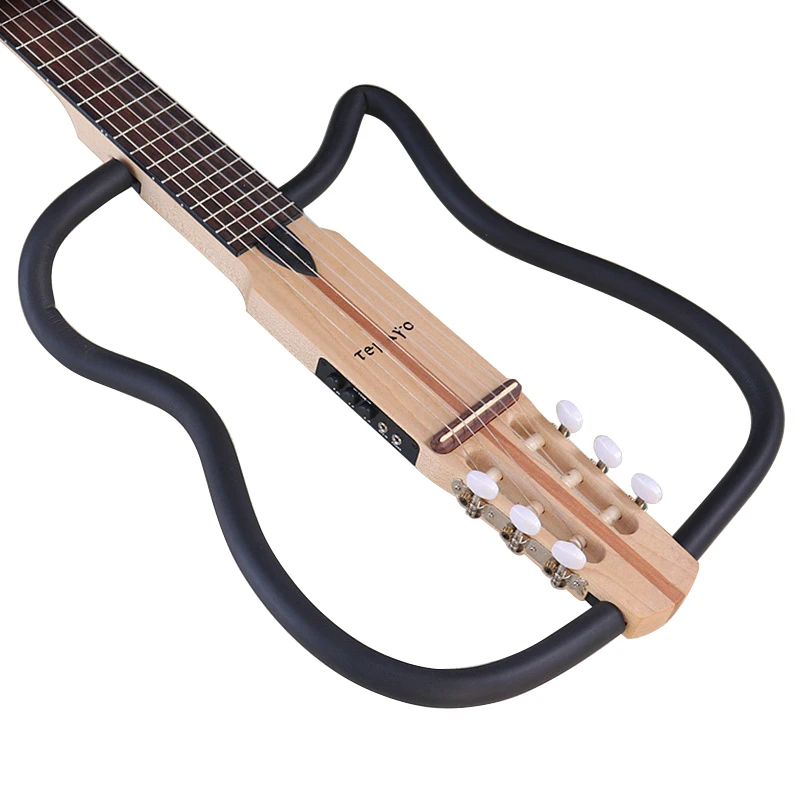 Stock Foldable 6 String Headless Classical Silent Guitar 34 Inch Full Canada Maple Body Silence Travel Guitar Right & Left Hand