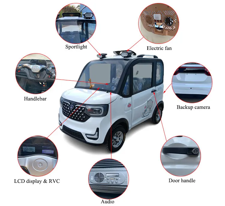 Factory customization cheap price Enclosed small electric car 2 doors 4 wheel with handle bar