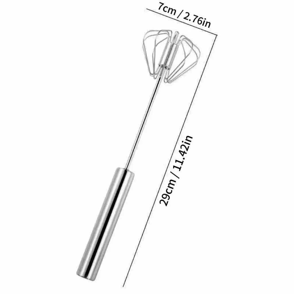 Semi-Automatic Egg Whisk, Stainless Steel Hand Mixer, Press Down to Rotate, No Electricity Needed