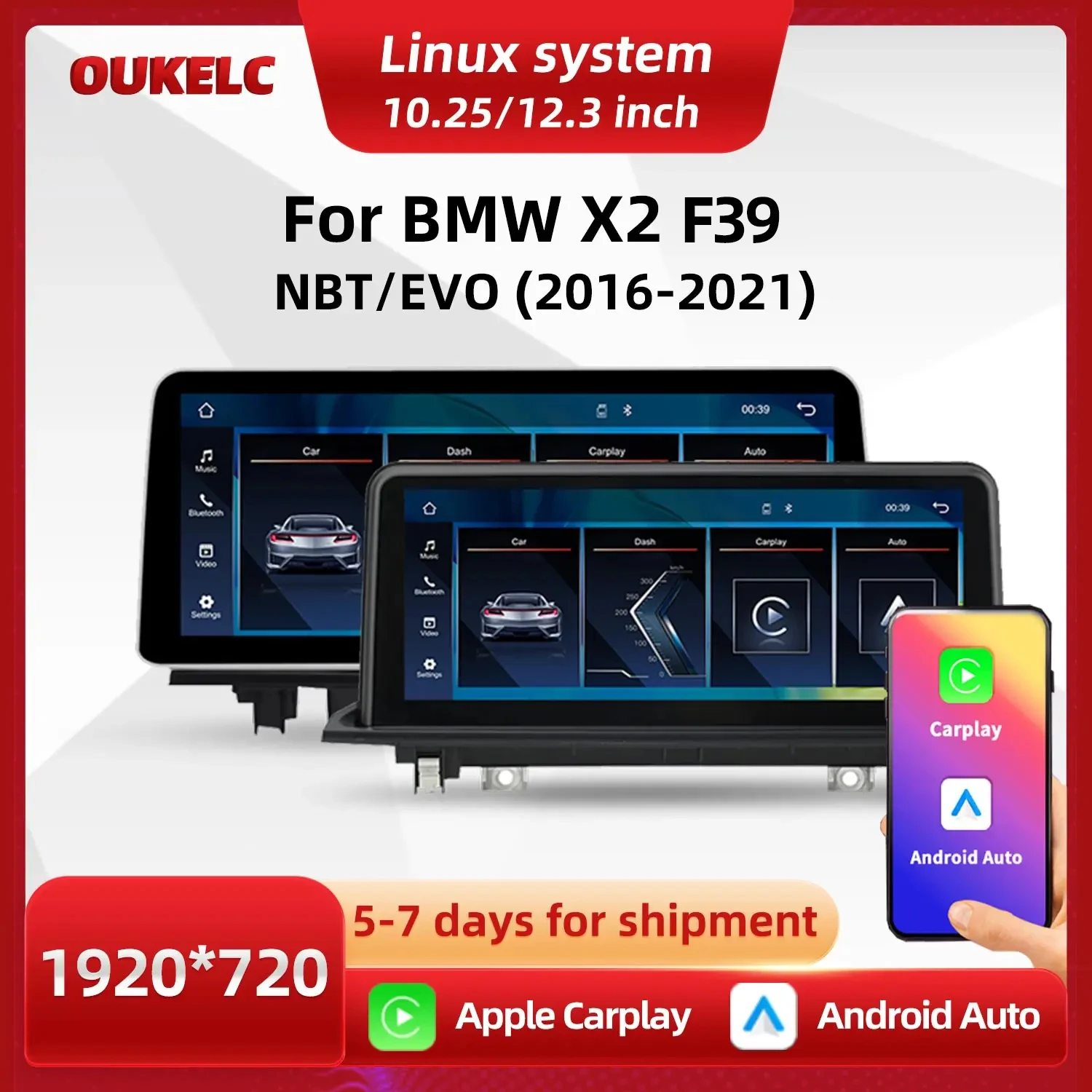 

High-end For BMW X2 F39 NBT Multimedia Video Player Wireless Carplay Car Play Android Auto BT Navigation Monitor Touch Screen