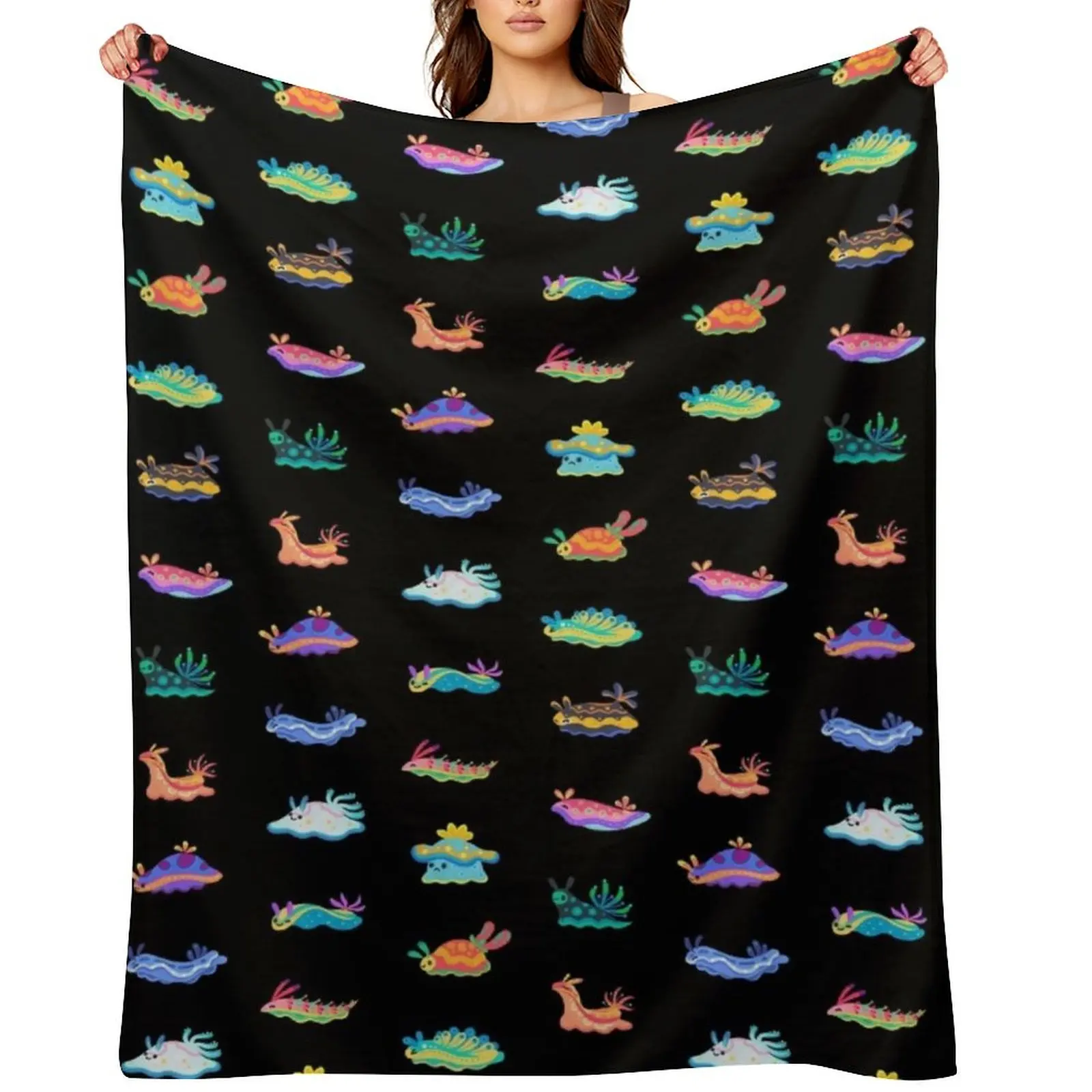 

Sea slug - black Throw Blanket Luxury Heavy Summer Picnic Blankets