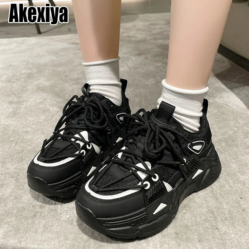 

2023 New Women's Sneakers Leather Casual Black Ladies Shoes Trainer Platform Sneaker Womens Zapatillas Mujer BC5555