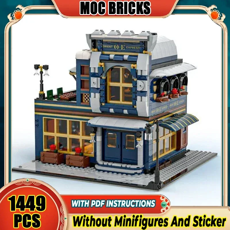 

City Street View Model Moc Building Bricks Corner Restaurant Technology Modular Blocks Gifts Christmas Toys DIY Sets Assembly