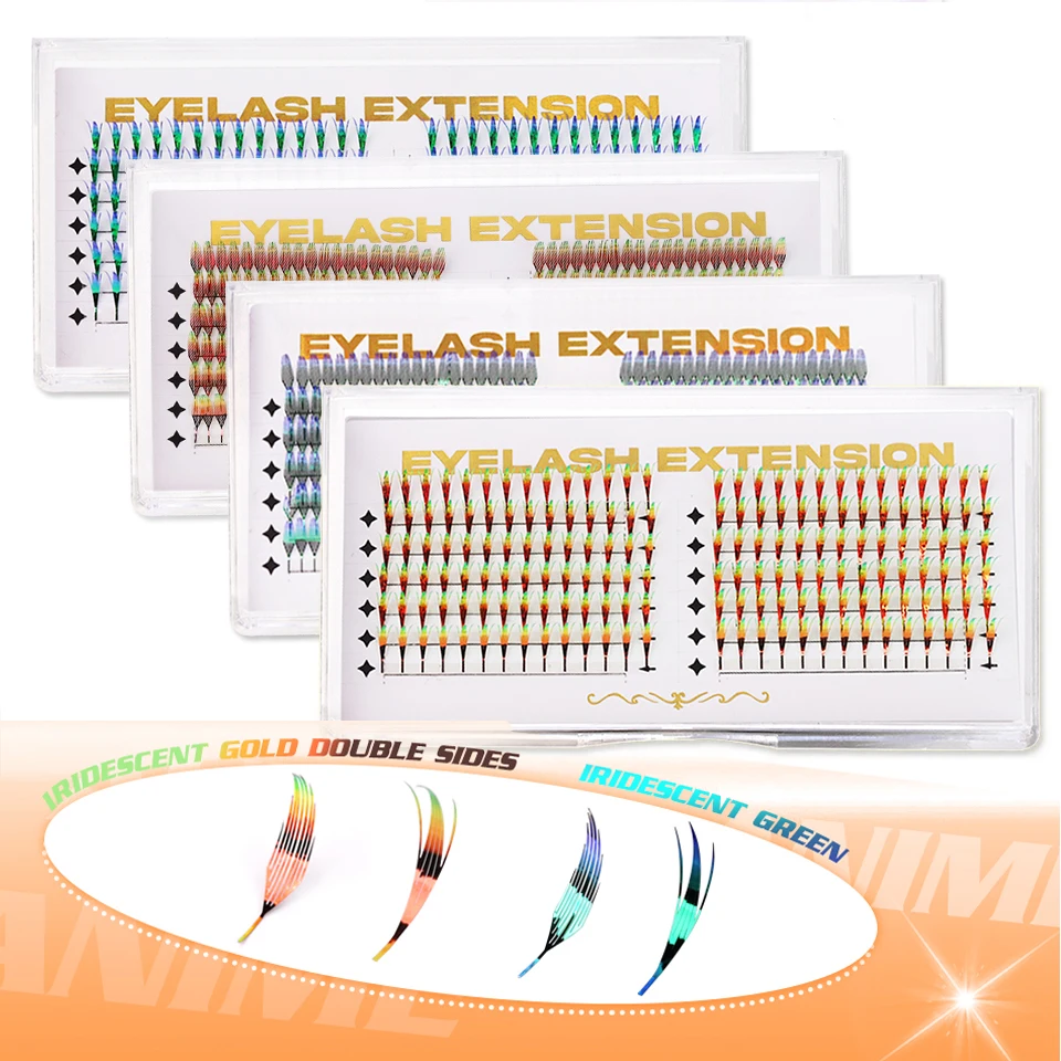 

AGUUD Tinsel Comic Spire Eyelash Extension Holographic Shiny Manga False Eyelash Feather Shape Tinsel Anime Lash forMakeup Party