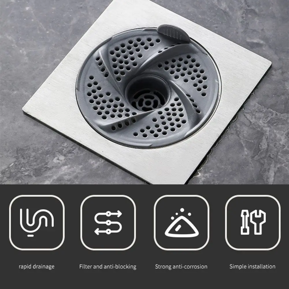3pcs New Vortex Floor Drain Anti-Clogging Bug Proof Hair Collector Rotating Mesh Design Drain Cover Toilet Area