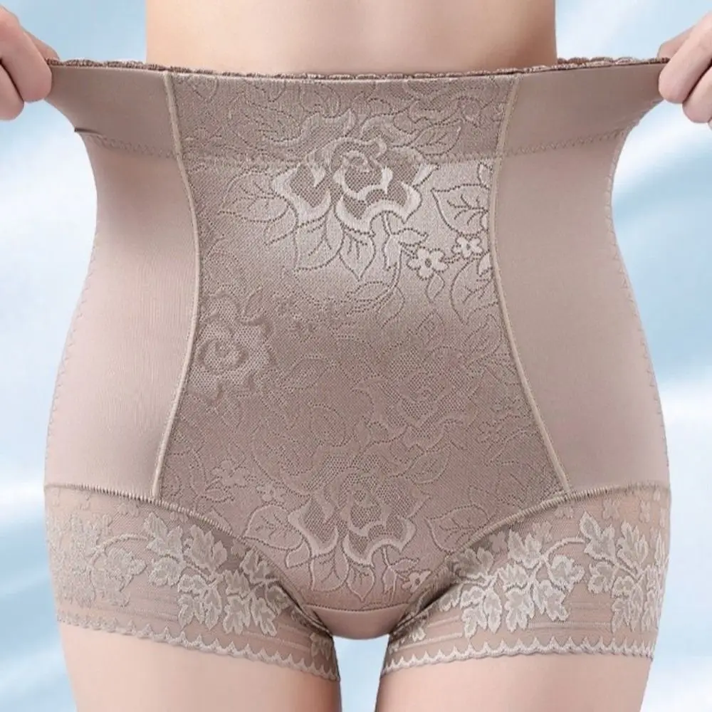 

Lace Satin Flower Satin Postpartum Body Shaper High Waist Floral Panties Butt Lifter Briefs Belly Contracting Shapewear