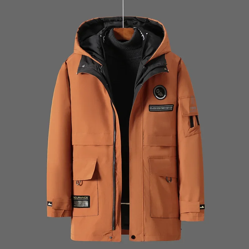 Plus Kích Thước 10XL Parkas Bộ Lông Mùa Đông Cổ Áo Nam Áo Khoác Dày Ấm Có Mũ Áo Khoác Nam Áo Khoác Ngoài Có Thể Tháo Rời Lót Áo Khoác