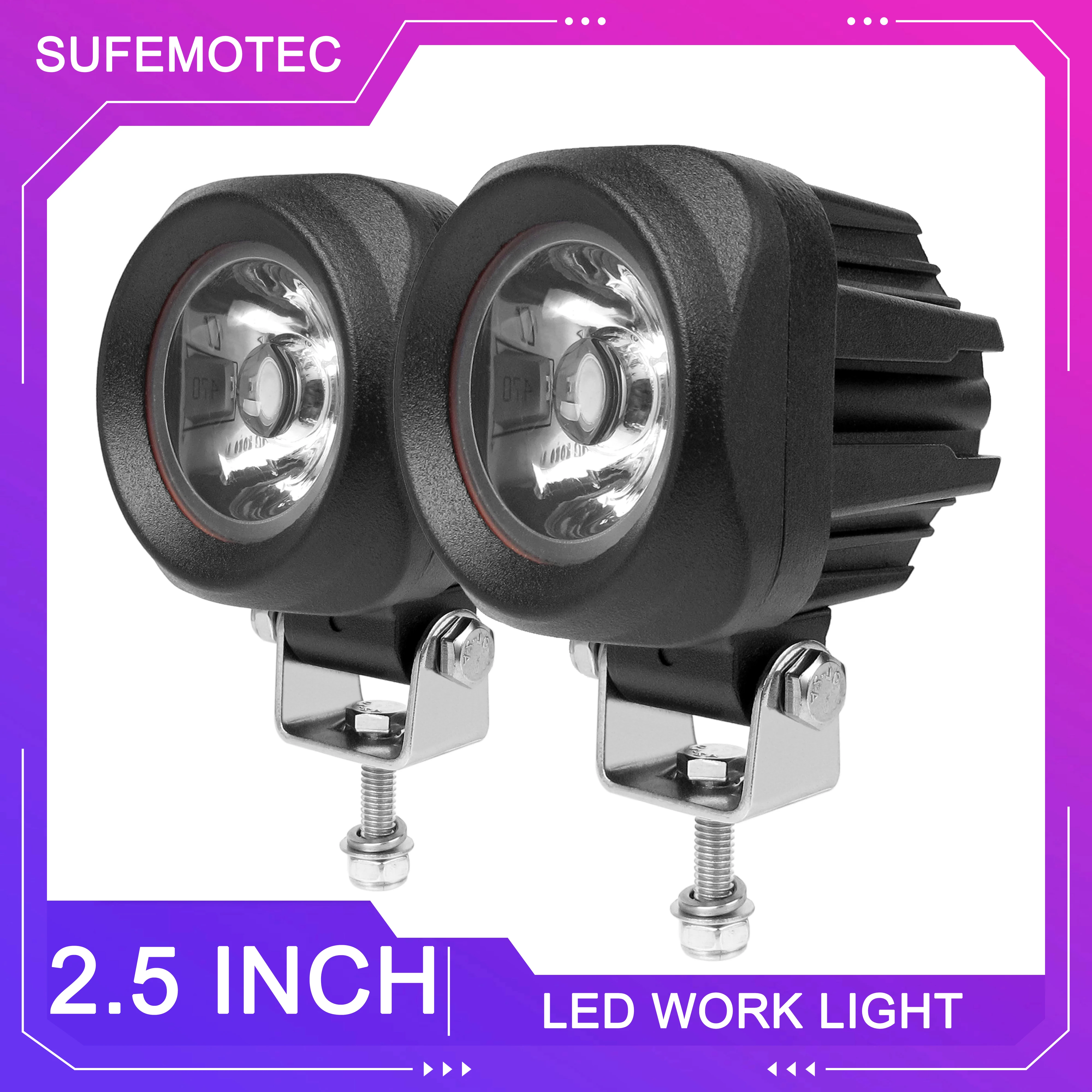 2.5 Inch 40W Led Pods HD Glass 4D Lens Driving Lights Super Bright Work Light for Motorcycle 4x4 Off Road Boat Heavy Duty Trucks