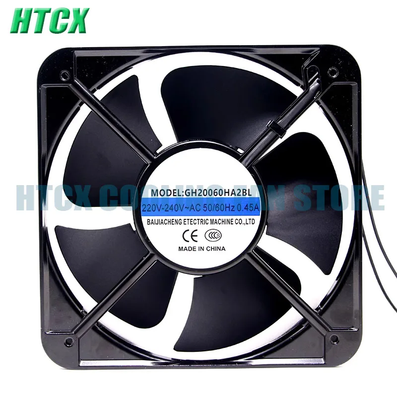 Original GH20060HA2BL AC 220V-240V 0.45A 50/60HZ 22060 22CM 220*220*60mm 2 Wires Cooling Fan