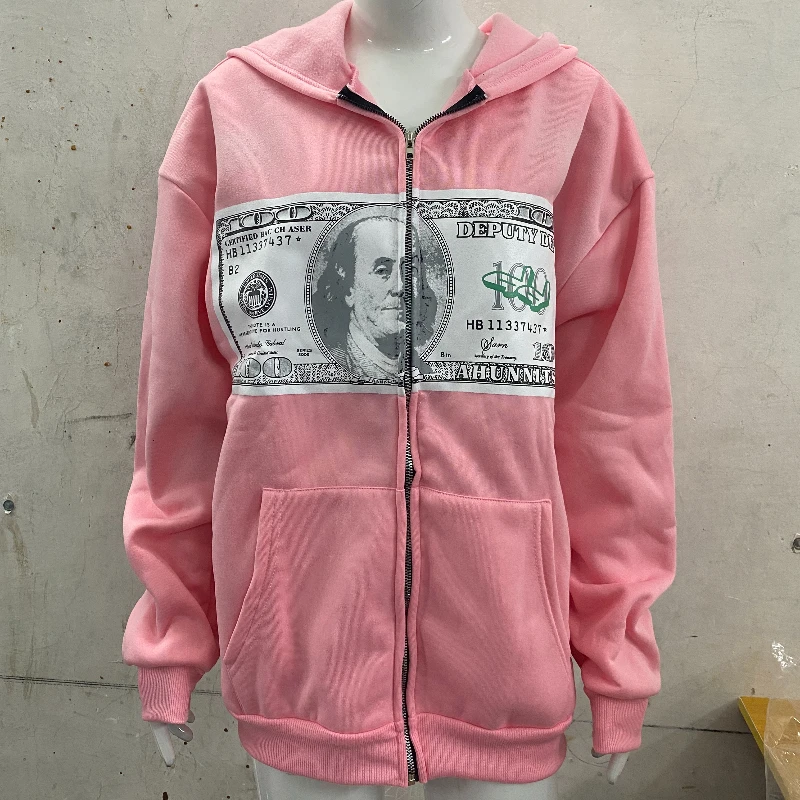 Aesthetic embroidery pattern loose zip sweater new street fashion retro punk gothic hundred casual hoodie Y2k clothing