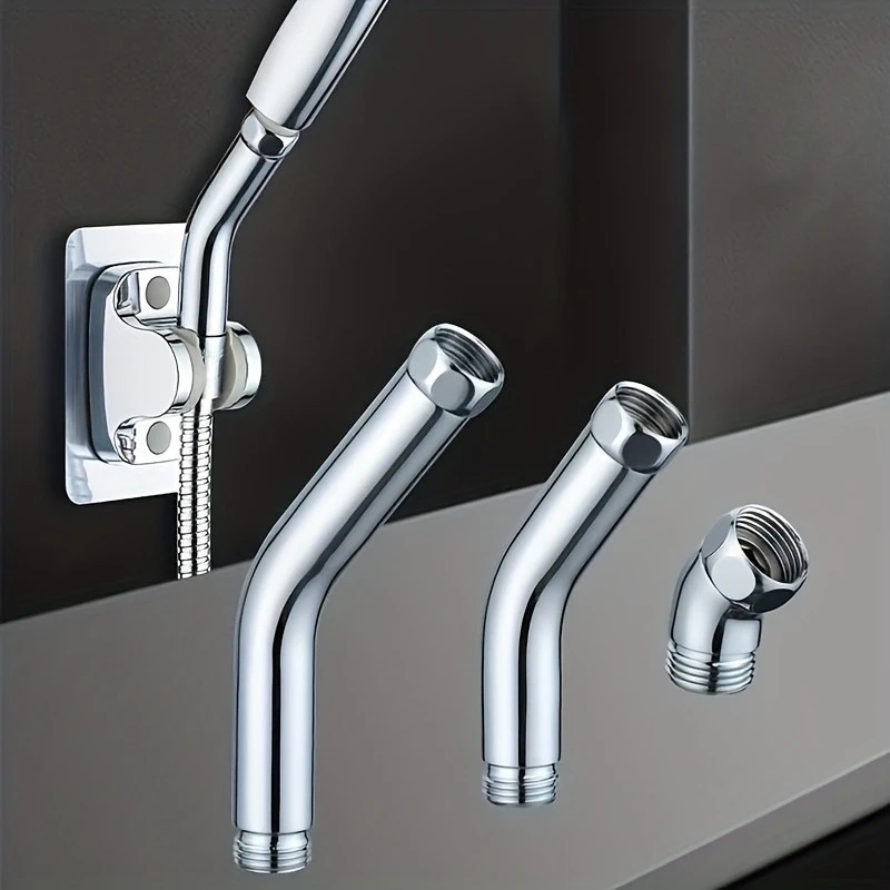 Long-length shower head angle adjuster | Handheld top spray tool | Shower head bracket elbow accessory, plastic material