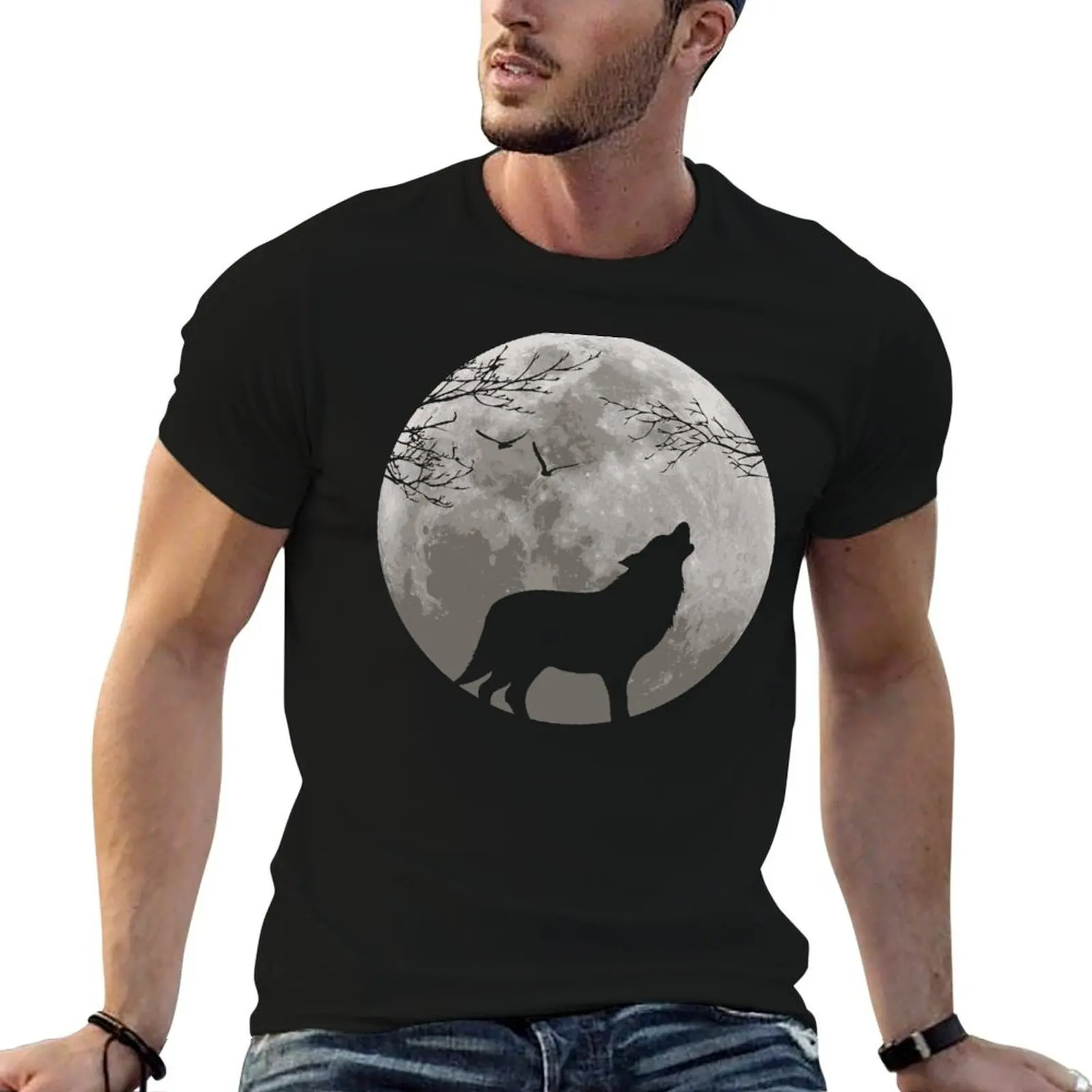 Howling Wolf T-Shirt Funny t-shirts graphic t shirts men t shirts