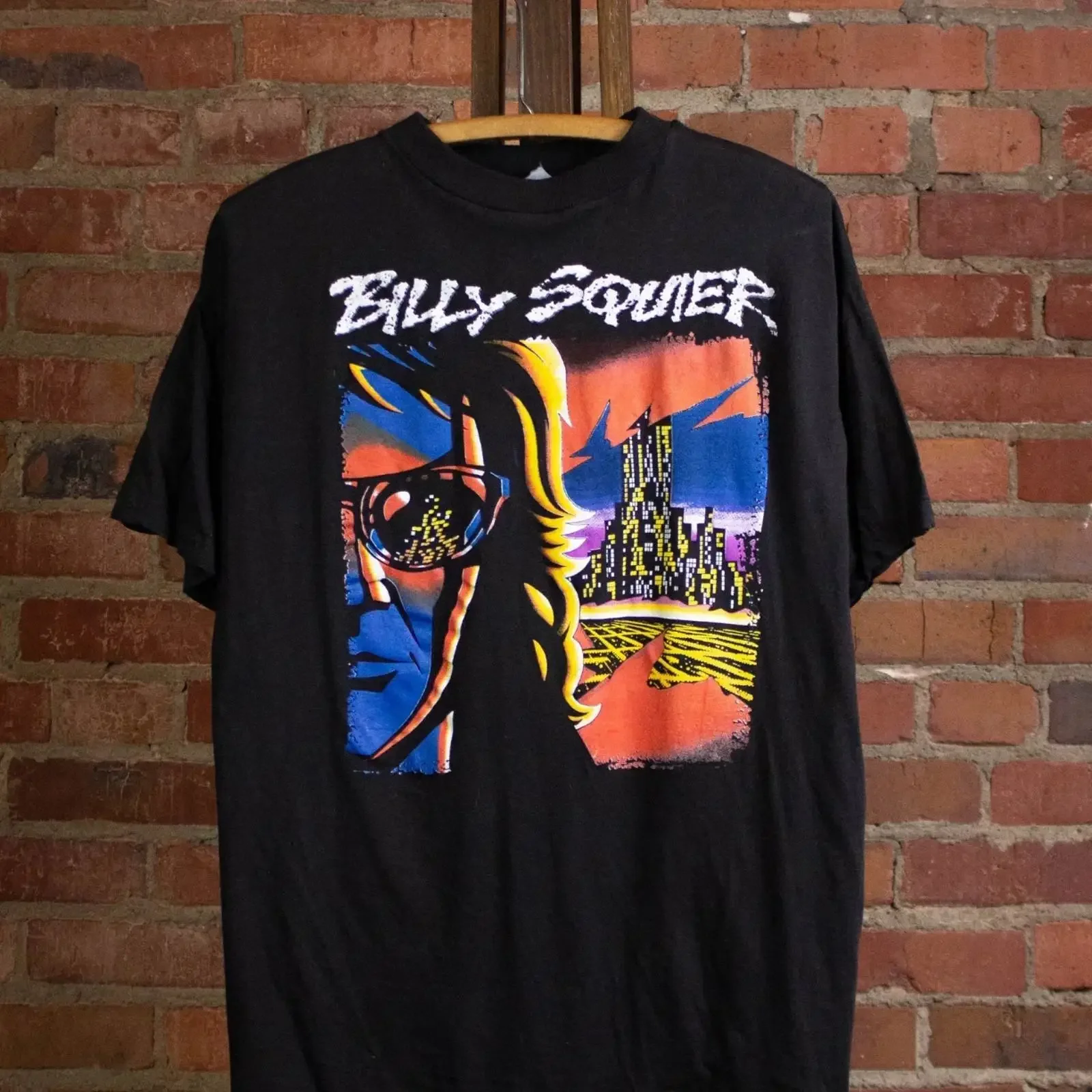 Camiseta negra de la gira de conciertos Billy Squier Creatures, tallas S a 5XL, estilo vintage lavado, ropa de diseñador suave para hombre, top para uso diario.