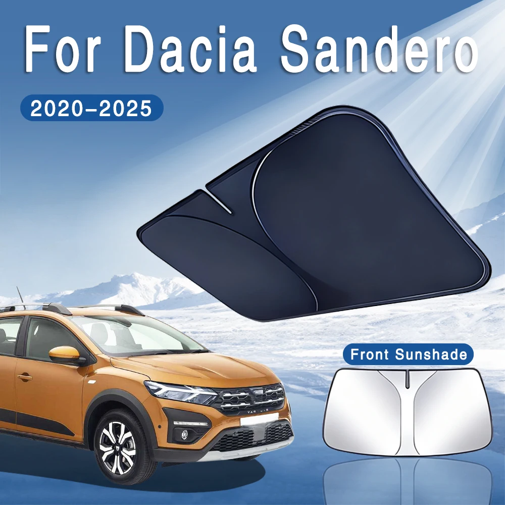 For Dacia Sandero Stepway 3 III 2020-2025 Foldable Car Sun Visor Front Windshield Sunshade Heat Insulation Summer Cooling Auto