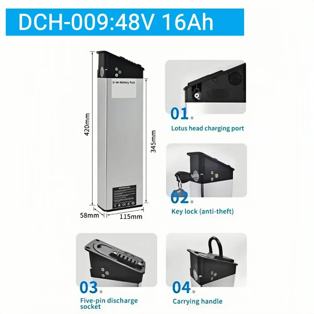 Aleaivy Für Engwe EP-2 Pro Motor X Motor Pro Batterie 48V 17,5Ah 16Ah 13Ah Ersatz Batterie MATE X Ginghma R7 Pro 4