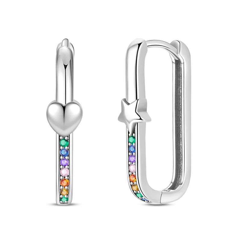 

925 Sterling Silver Hoop Earrings Colorful Zircon Square Earrings For Women Anniversary Wedding Jewelry Gifts