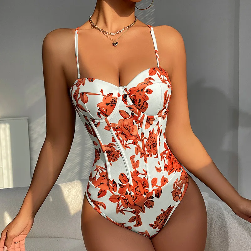 

Sexy Ladies' Printed ter One-Piece Summer Csole Inner Wear Low Waist Long Pants Polyester Fiber Thin Model New Arrival