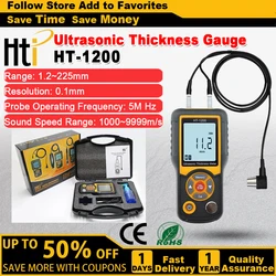 HTI HT-1200 Intelligent Ultrasonic Thickness Meter Metal High Precision Thickness Speed Sound Tester Gauge Digital LCD Display