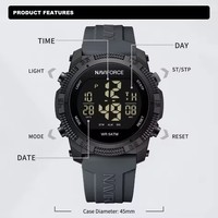 NAVIFORCE 7104 Fashion Men Electronic Watch Sports Calendar Luminous Waterproof Silicone Strap Brand Digital Watches for Man