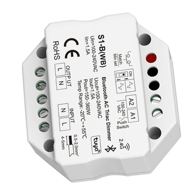 

AT43-Bluetooth AC Triiac Dimmer Поддержка регулируемой яркости светодиодный драйвер Лампы накаливания Галогенные лампы с затемнением 4-зонный радиочастотный пульт дистанционного управления