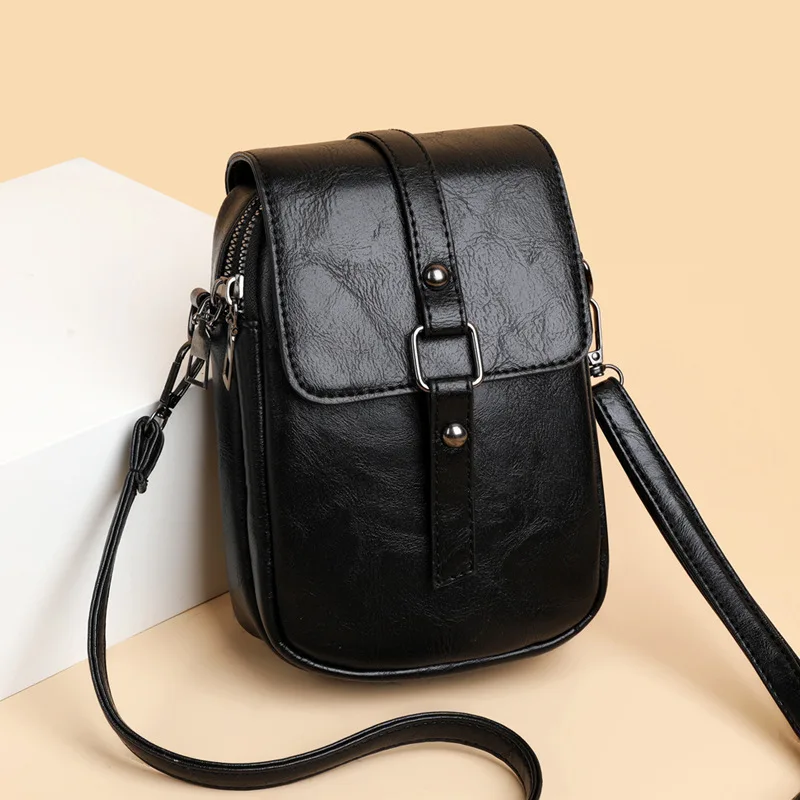 New PU Soft Leather Crossbody Bag for Women Simple and Fashionable Shoulder Bag Casual Lightweight Small Square Handbag