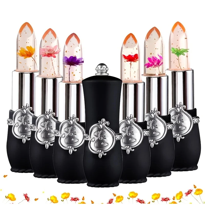 New Jelly Lipstick Set Temperature Change Moisturizer Flower Lip Stick Long Lasting Lip Balm Magic Color Change Lip Gloss Set