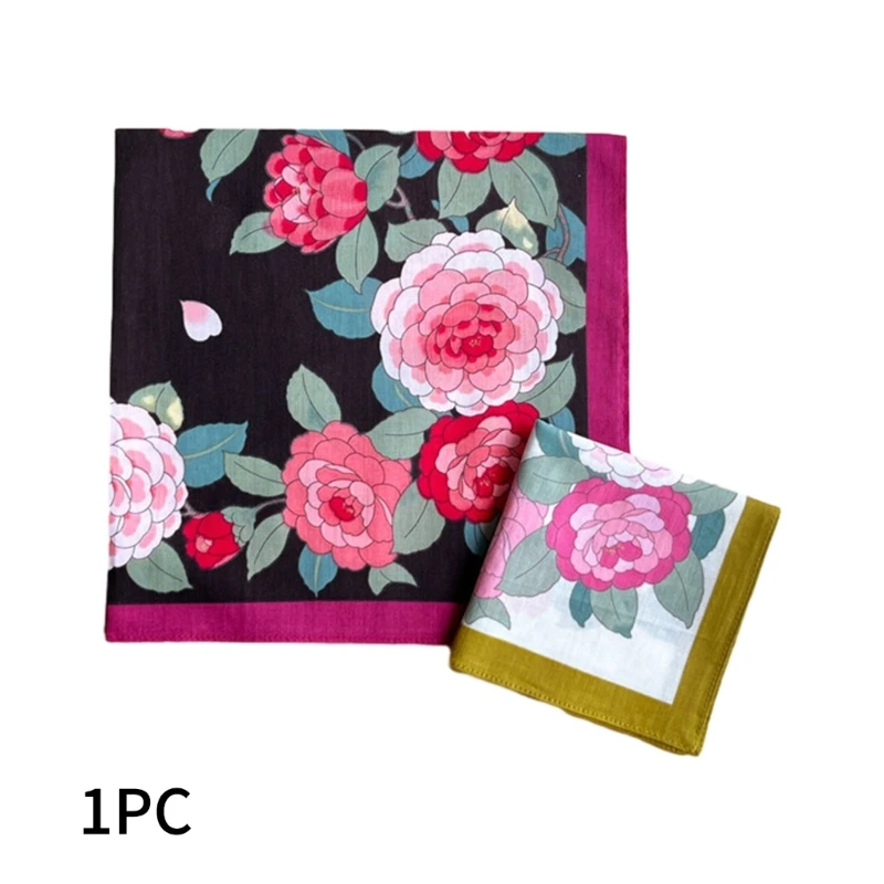 Pañuelo 45x45cm, pañuelos lavables con estampado Floral para mujer, pañuelo colorido