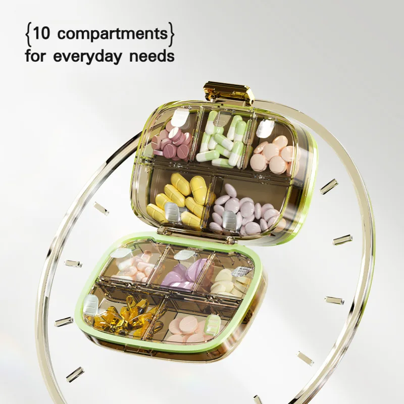 Pill box portable split week seven days on-the-go medication organizer seven days a week split pill box sealed large capacity