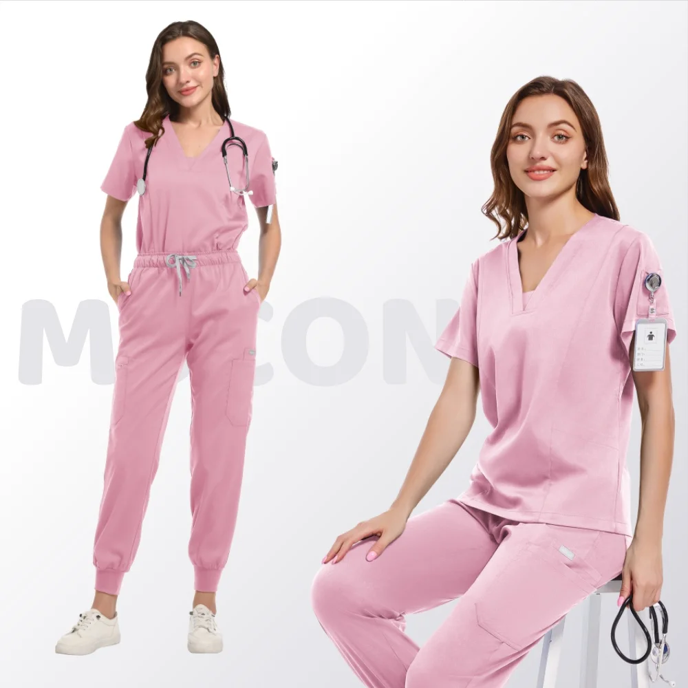 Letnie medyczne ubrania robocze z krótkim rękawem, zestawy odzieży do salonów kosmetycznych, szpitali dla zwierząt, gabinetów dentystycznych, sal operacyjnych, uniformy dla lekarzy i pielęgniarek.