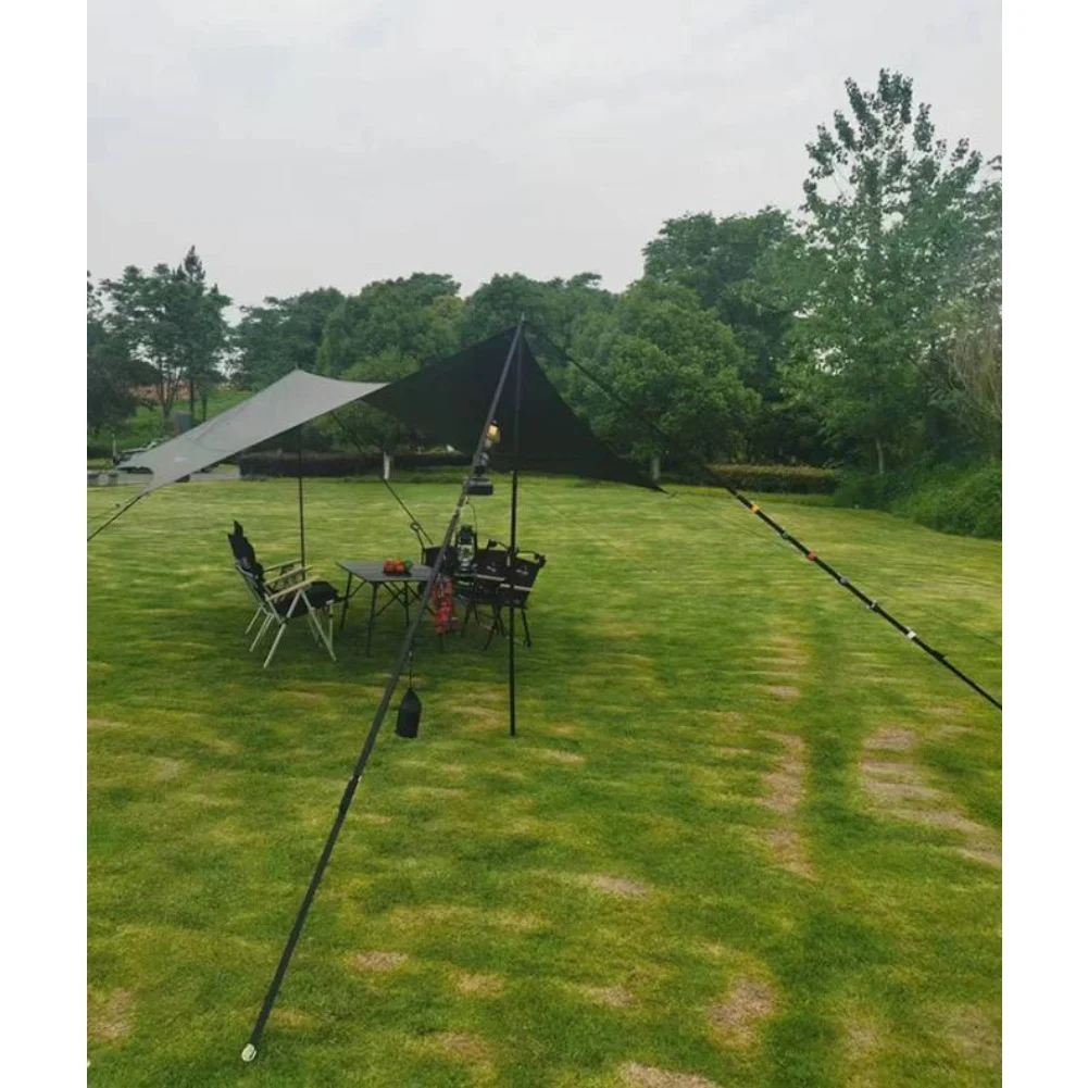 Tent Canopy Securing Rope 5M Polyester Windproof Camping Strap Featuring D-Ring and Triangular Clip Connection Points