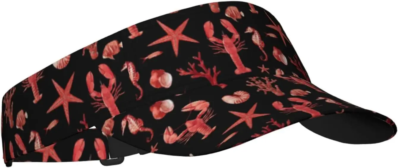 Sport Sun Visor Hat Red Underwater Creatures Lightweight Sun Hat Cap for Jogging Walking