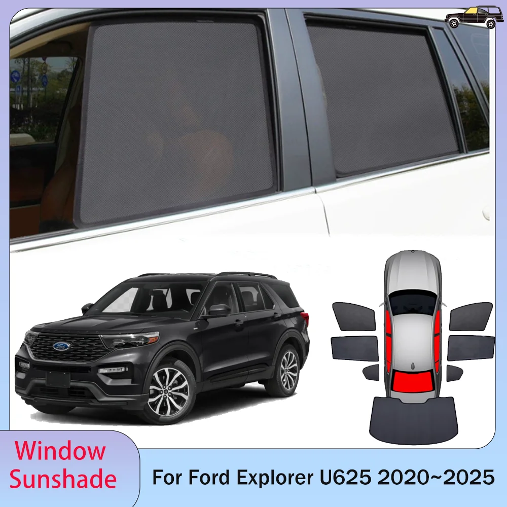 

Для Ford Explorer U625 2020 ~ 2025 2021 2022 2023 2024 автомобильная магнитная сетка солнцезащитный козырек для конфиденциальности боковое окно солнцезащитный козырек аксессуары