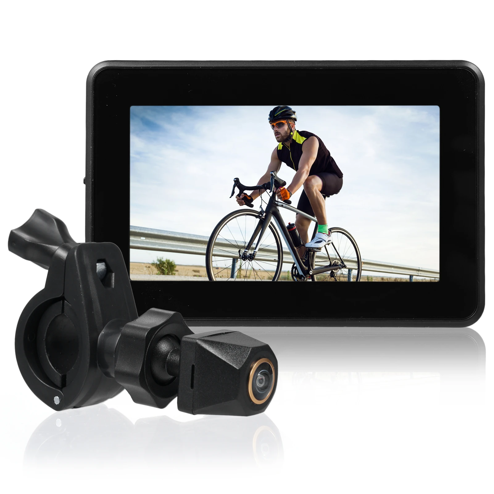 

Handlebar Bike Mirror, 1080P Bicycle Rear View Camera with 4.3" Screen Night Vision Function, 110° Wide Angle View