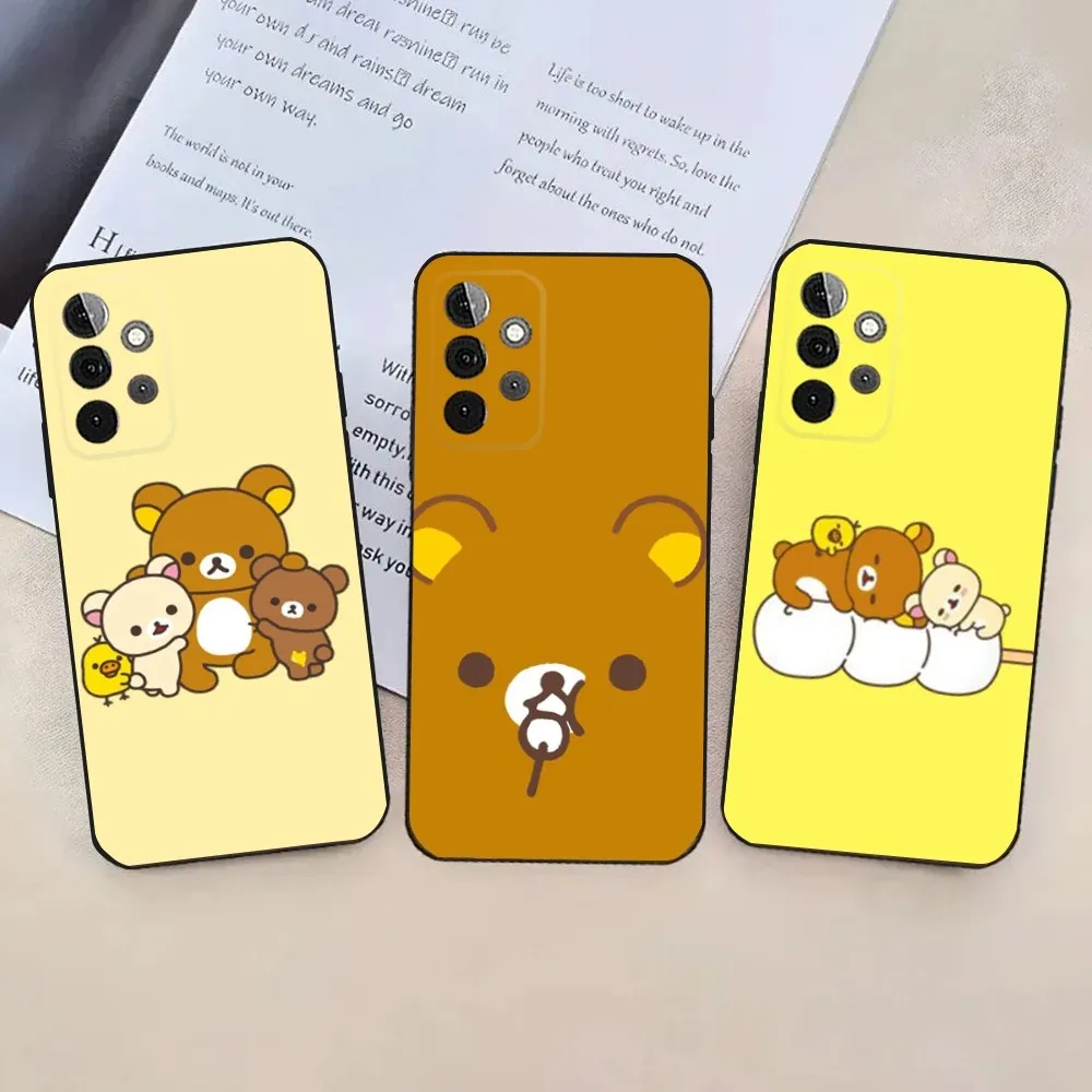 Cute R-Rilakkuma Bear Phone Case For Samsung Galaxy A13,21s,22,31,32,52,53,71,80,91 Soft Black Cover