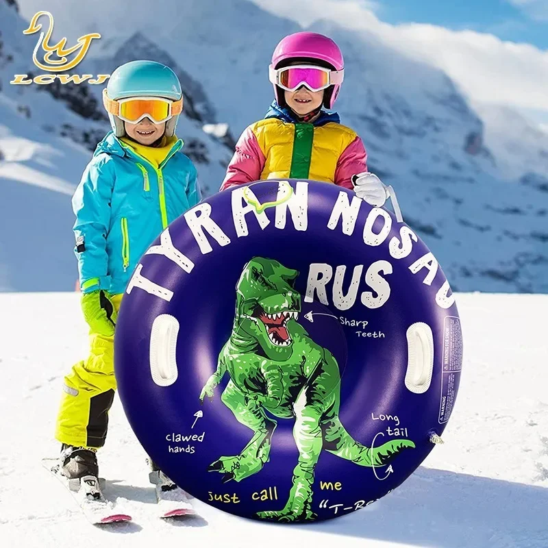 Skiing Ring Kids 36 Inch Inflatable Dinosaur Skiing Ring Winter Outdoor Skiing Tube Inflatable Snowboard Tube