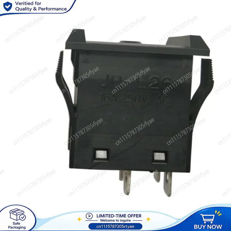 For JPL26B JP-L26BAK Push Button Switch DPST Flush Mount 16A 250VAC Embedded Panel Electrical Switch