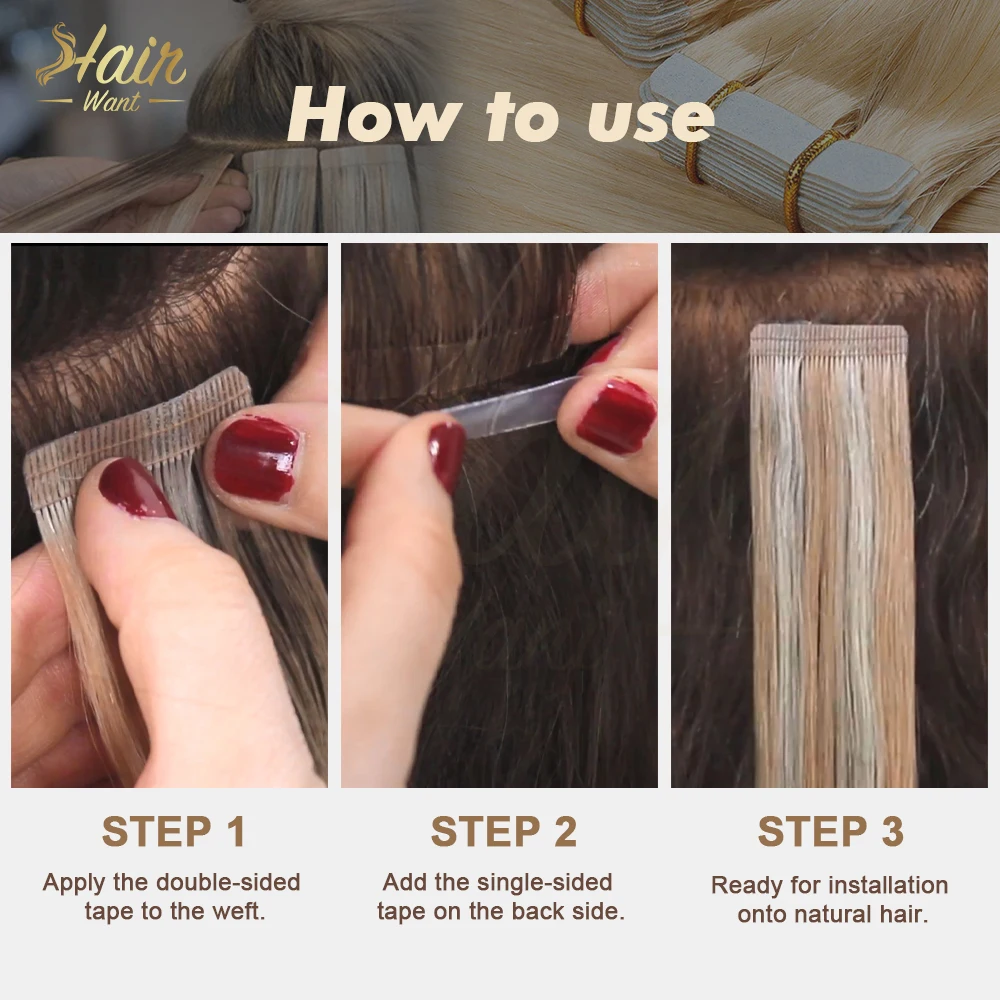 헤어 웨이트 60개입 단면 테이프 (헤어 익스텐션용) 울트라 홀드 테이프 롤 (인비저블 익스텐션용) 4*0.8cm 헤어 시스템 테이프